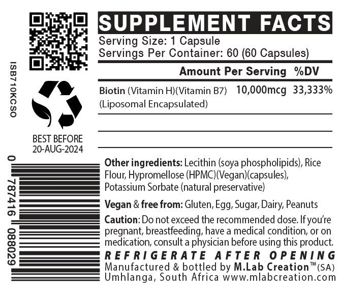 Biotin (Liposomal) 10,000mcg (10mg)