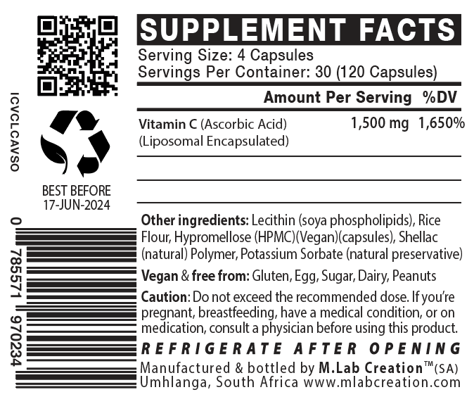 Vitamin C (Liposomal) 1,500mg with Targeted Delivery