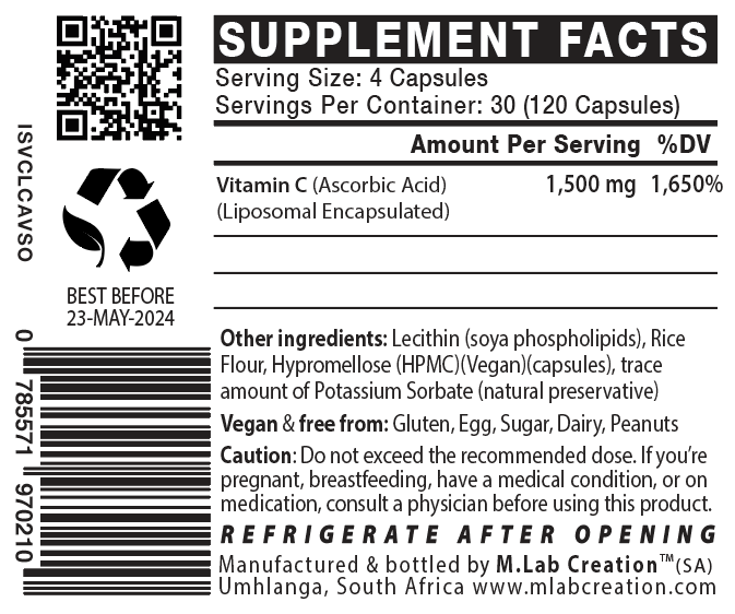 Vitamin C (Liposomal) 1,500mg (Capsules)